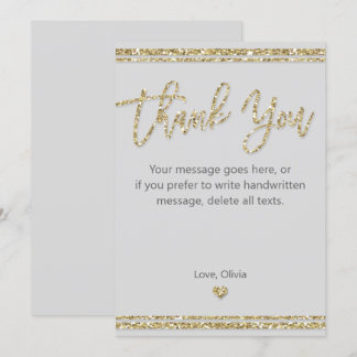 Gold Glitter Thank You Card