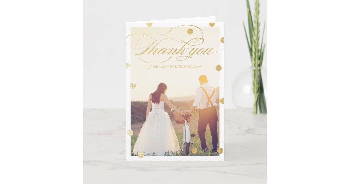 Gold Glitter Thank You Cards | Wedding | Zazzle