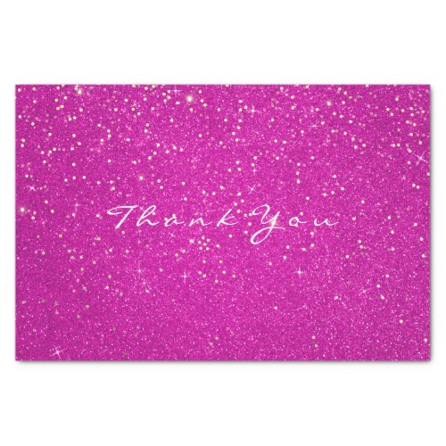 Gold Glitter Thank You Fuchsia Pink Confetti White Tissue Paper