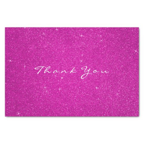 Gold Glitter Thank You Fuchsia Pink Favor White Tissue Paper