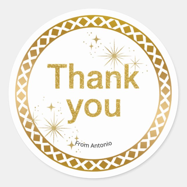 Gold Glitter “Thank You” Sticker (Front)