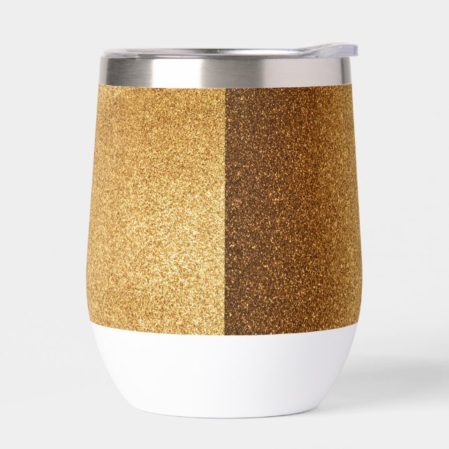 Gold Glitter Thermal Wine Tumbler (Left)