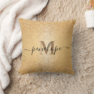 Gold Glitter Throw Pillow