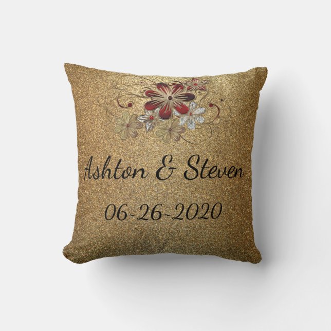 Gold & Glitter Throw Pillow (Front)