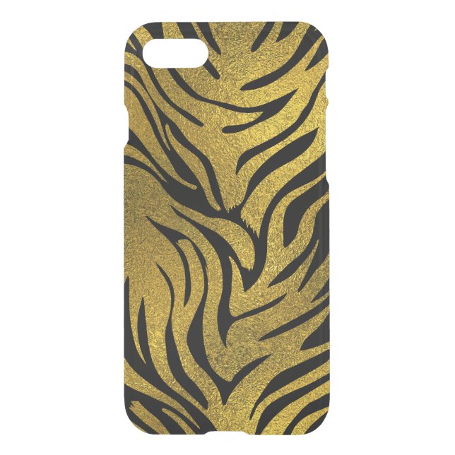Gold  Glitter Tiger   pattern print on black Uncommon iPhone Case (Back)