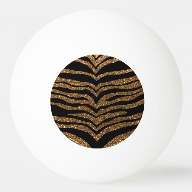 Gold glitter tiger stripes Ping-Pong ball (Front)