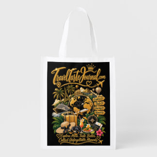 Gold Glitter Travel Taste Journal Wanderlust Grocery Bag
