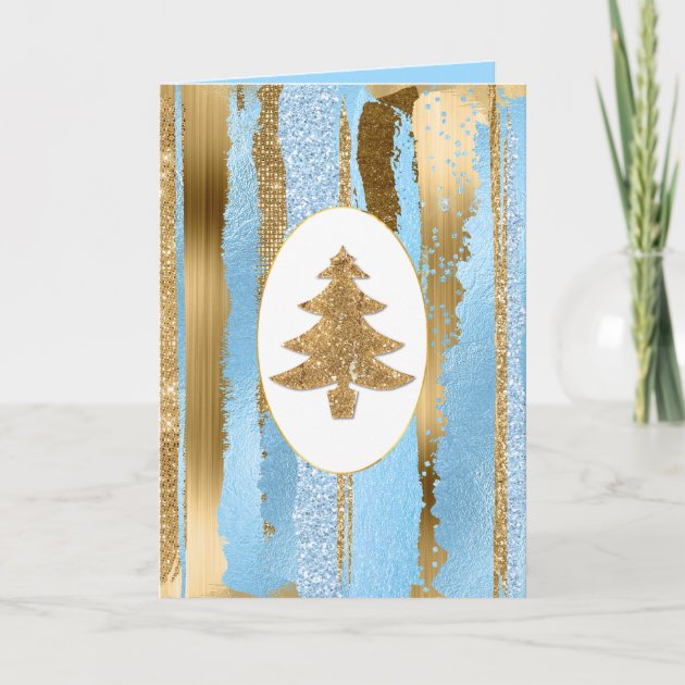 Gold Glitter Tree Christmas Greeting Card