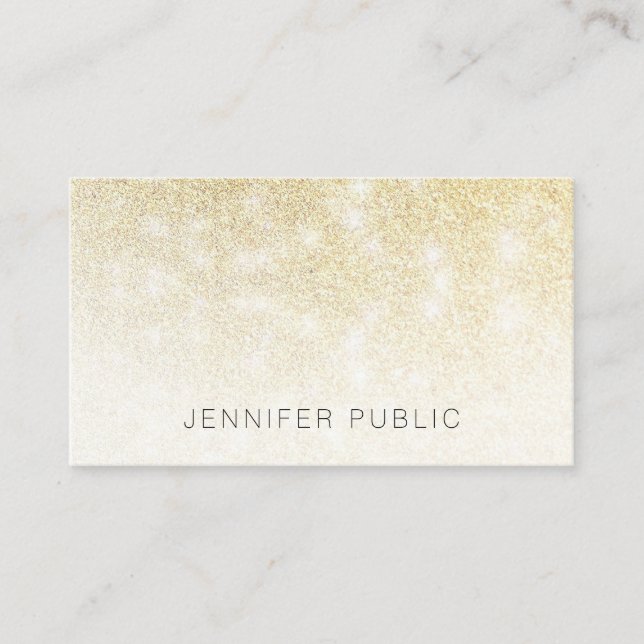 Gold Glitter Trendy Template Modern Professional Business Card (Front)