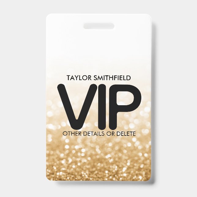 Gold Glitter trendy VIP lanyard badge custom (Front)