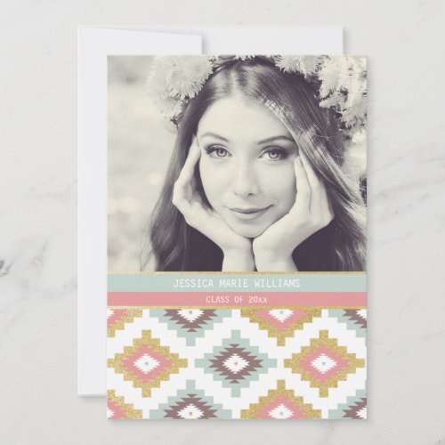 Navajo Gold Glitter Tribal Graduation Invitations