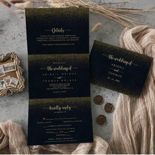 Gold Glitter Trifold Letter Fold The Wedding of