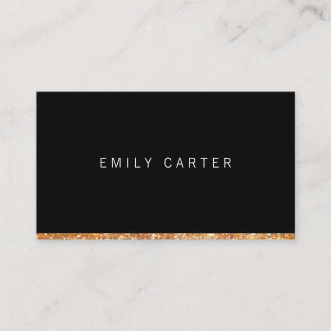 Gold Glitter Trim Business Card (Front)