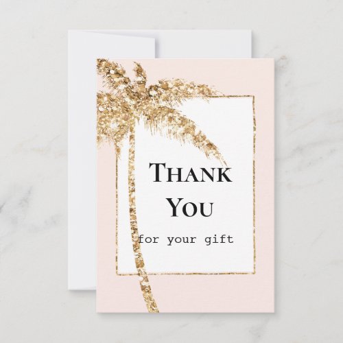 Gold Glitter Tropical Palm Tree Thank You Card