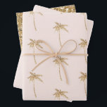 Gold Glitter Tropical Palm Tree Wrapping Paper Sheets<br><div class="desc">Gold Glam Glitz Glitter Tropical Palm Tree Wedding</div>