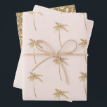 Gold Glitter Tropical Palm Tree Wrapping Paper Sheets<br><div class="desc">Gold Glam Glitz Glitter Tropical Palm Tree Wedding</div>