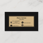 gold glitter turquoise coral Floral business card (Back)