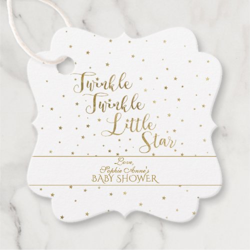 Gold Glitter Twinkle Twinkle Girl Baby Shower Favor Tags