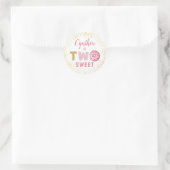 Gold Glitter Two Sweet Donut Girl 2nd Birthday Classic Round Sticker (Bag)