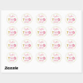 Gold Glitter Two Sweet Donut Girl 2nd Birthday Classic Round Sticker (Sheet)