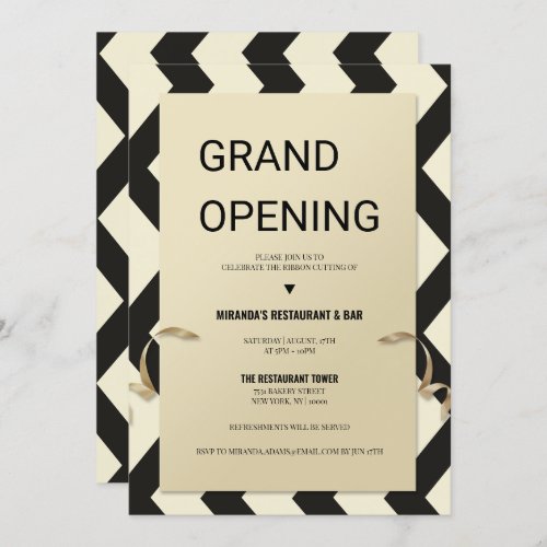 Gold glitter typography Restaurant grand opening Invitation
