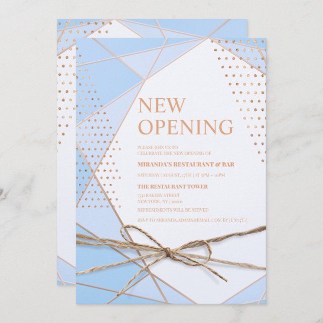 Gold glitter typography Restaurant NEW opening Invitation (Front/Back)
