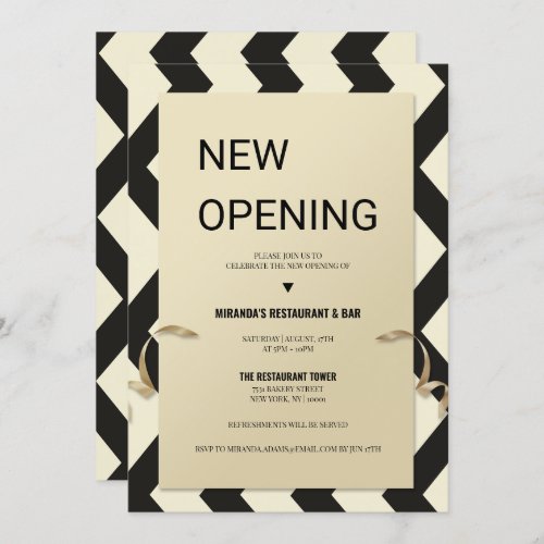 Gold glitter typography Restaurant NEW opening Invitation