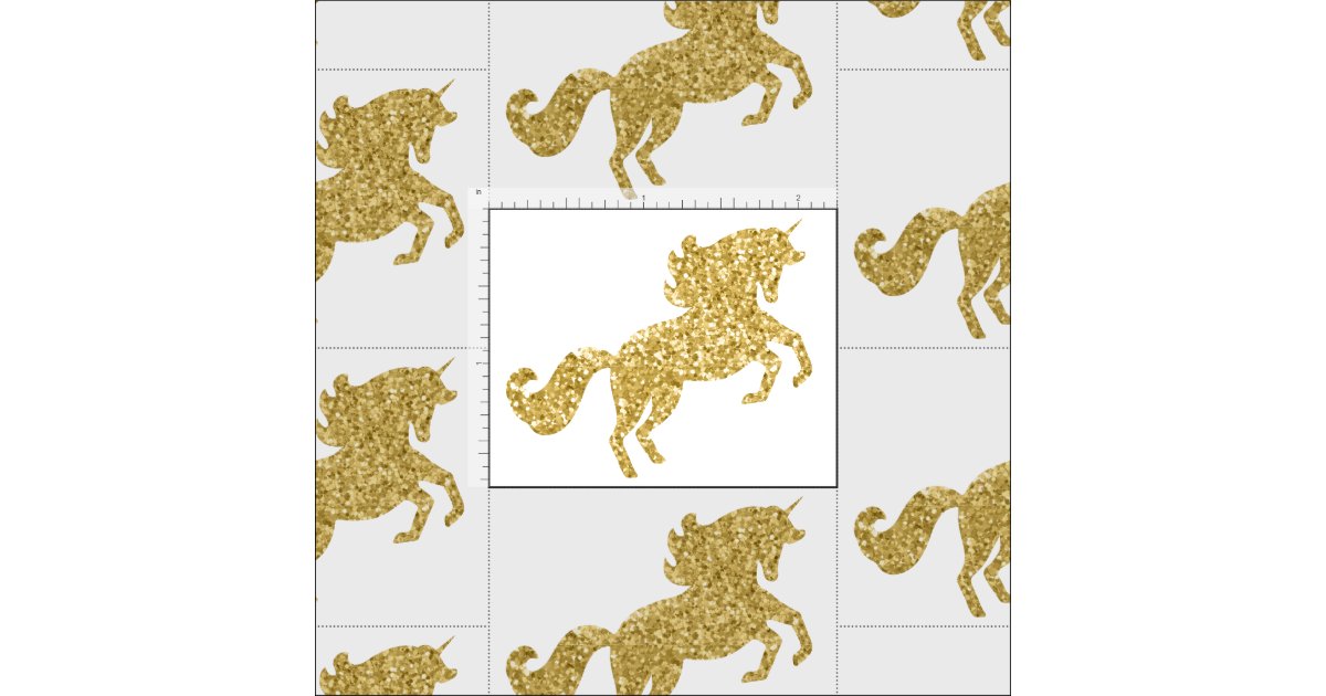 Gold Glitter Unicorn Fabric