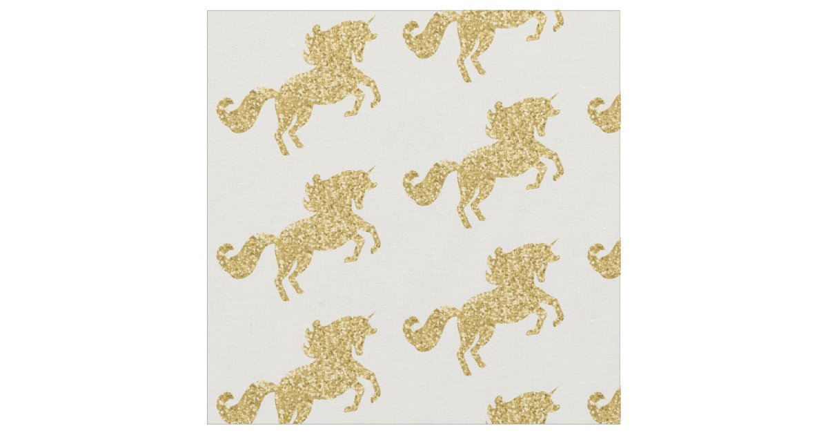 Gold Glitter Unicorn Fabric