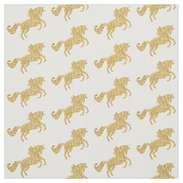 Gold Glitter Unicorn Fabric (Swatch)