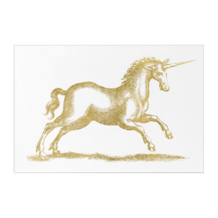 Gold Glitter Unicorn Fantasy Acrylic Print