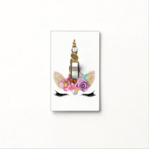 Gold Glitter Unicorn Horn Any Color Girls Glam Light Switch Cover