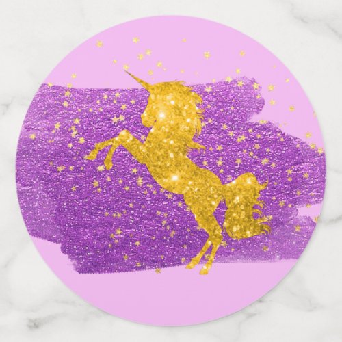 Gold Glitter Unicorn on Pink Confetti