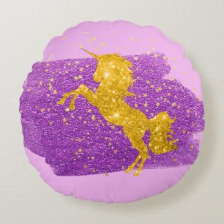 Gold Glitter Unicorn on Pink