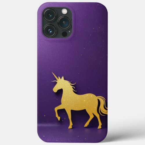 Gold Glitter Unicorn Personalized iPhone 13 Pro Max Case