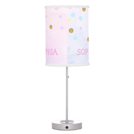Gold Glitter Unicorn Personalized Nursery Rainbow Table Lamp (Back)