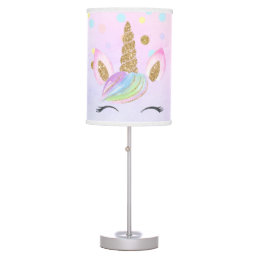 Gold Glitter Unicorn Personalized Nursery Rainbow Table Lamp