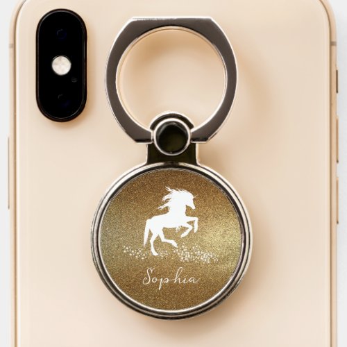 Gold Glitter Unicorn Phone Ring Stand