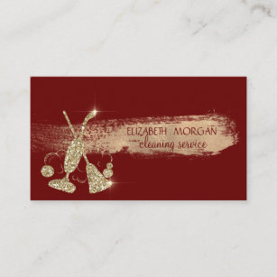 Gold Glitter Vacuum Cleaner,Broom Red Business Card