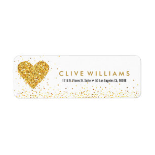 Gold Glitter Valentines Heart Illustration Label