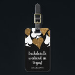 Gold Glitter Vegas Bachelorette Party Luggage Tag<br><div class="desc">Gather the girls to celebrate the lucky bride to be with a weekend in Las Vegas and commemorate the good times with these personalized gift luggage bag tags featuring gold glitter card suits for that glamorous casino vibe. These custom tags are a gift that can be used again and again...</div>
