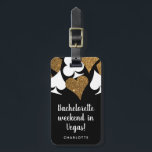 Gold Glitter Vegas Bachelorette Party Luggage Tag<br><div class="desc">Gather the girls to celebrate the lucky bride to be with a weekend in Las Vegas and commemorate the good times with these personalized gift luggage bag tags featuring gold glitter card suits for that glamorous casino vibe. These custom tags are a gift that can be used again and again...</div>