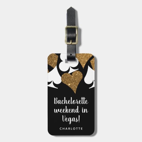Gold Glitter Vegas Bachelorette Party Luggage Tag