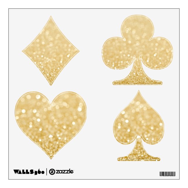 Gold Glitter Vegas Magic Card Game Wall Decals (Front)
