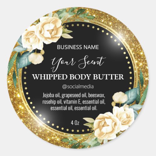 Gold Glitter Vintage Body Butter Labels