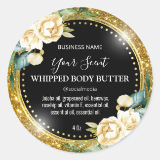 Gold Glitter Vintage Body Butter Labels