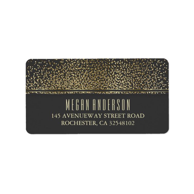 Gold Glitter Vintage Glamour Wedding Label (Front)
