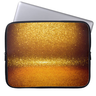 Gold  glitter vintage lights texture. christmas ab laptop sleeve