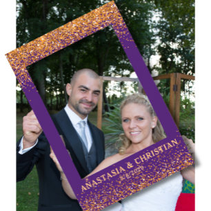 Gold Glitter Violet Wedding Selfie Frame
