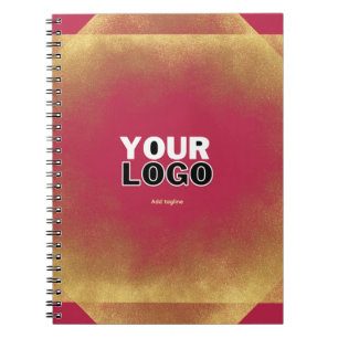 Gold Glitter Viva Magenta Fab Custom Logo & Slogan Notebook